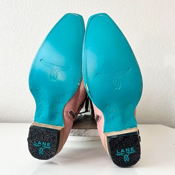 Lane LEXINGTON Over the Knee Womens Cowboy Boots 7 Pink Western Cowgirl Lace up - Picture 11 of 14